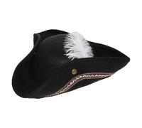 NFEKLFI Cappello Pirata Cappello da pirata a tesa larga unisex, tricorno, con nastro intrecciato e fiori, accessorio for feste a tema cosplay, squisiti accessori for la fotografia(Black 2)