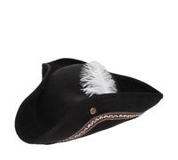 NFEKLFI Cappello Pirata Cappello da pirata a tricorno, cappello capitano marrone for adulti, uomini e donne, accessori for costumi, squisita fotografia, festa(Black 2)