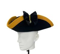 NFEKLFI Cappello Pirata Cappello triangolare nero vintage for adulti, accessori, taglia 56-58 cm, cappello da pirata, corte, for cosplay, teatro musicale(Black+yellow)