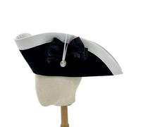 NFEKLFI Cappello Pirata Cappello triangolare nero vintage for adulti, accessori, taglia 56-58 cm, cappello da pirata, corte, for cosplay, teatro musicale(Black+white)