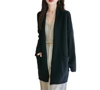 NFEKLFI Cardigan Lavorato Knitted Cardigan Christmas Wool Thick Knit Loose Plus Size Top Women's Double Pocket Cashmere Coat(Color 1,M)