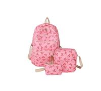 NFEKLFI Zaino Scuola Zaino con stampa a fiocco, 3 pezzi/set, borsa a tracolla e piccola, semplice for studenti delle scuole elementari medie(Rose Red)