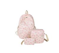 NFEKLFI Zaino Scuola Zaino con stampa a fiocco, 3 pezzi/set, borsa a tracolla e piccola, semplice for studenti delle scuole elementari medie(Pink)