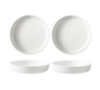 Nff Set Di 2 Piatti Da Portata, 8 Pollici, In Ceramica Effetto Pietra, For Insalate, Pasta, Zuppe, Lavabili In Lavastoviglie.(White)