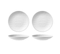 Nff Set Di 2 Piatti Da Portata, 8 Pollici, In Ceramica Effetto Pietra, For Insalate, Zuppe, Pasta, Dessert, Lavabili In Lavastoviglie.(White,8 inch)