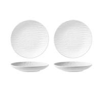 Nff Set Di 2 Piatti Da Portata, 8 Pollici, In Ceramica Effetto Pietra, For Insalate, Zuppe, Pasta, Dessert, Lavabili In Lavastoviglie.(White,10 inch)