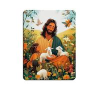 NFFBGFD Poster in metallo retrò, motivo: Gesù con bambini e fiori, decorazione da parete per bar, grotte, bar, famiglia, garage, 30 x 40 cm