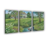 NFFBGFD Poster su tela con scritta "Child Playing İn The Stream", decorazione per camera da letto, idea regalo, 50 x 75 cm