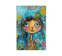 NFFBGFD Poster su tela con scritta "Save The Planet", decorazione per camera da letto, paesaggio decorativo, idea regalo, 60 x 90 cm