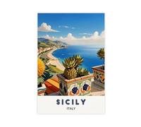 NFFNPIJ Poster su tela, motivo: Sicilia, decorazione per camera da letto, paesaggio decorativo, idea regalo, 30 x 45 cm
