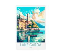NFFNPIJ Stampa artistica da parete su tela con stampa del Lago di Garda Italia, 50 x 75 cm