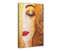 NFFNPIJ Stampa artistica da parete su tela, motivo: lacrime d'oro, decorazione da parete per donne, 30 x 45 cm