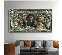 NFGGRF Graffiti Street Money Art 100 Dollar Canvas Painting Poster Stampe Wolf of Wall Street Pop Art for Living Room Decor -50x100cm No Frame
