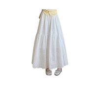NFGHIKF Bianco Scavato Fuori Gonna Torta Ricamata - Primavera 2025 Nuovo Design in Pizzo - Gonna Media Lunghezza Stile Coreano - Gonna Corta Elegante per Donna