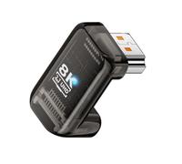 NFHK Adattatore di prolunga UHD HDMI maschio a HDMI 2.1 femmina con angolo di 360 gradi verso l'alto, trasparente, con Smart LED, per TV HD 8K 60 Hz