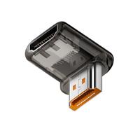 NFHK Adattatore di prolunga UHD HDMI maschio a HDMI 2.1 femmina con angolo di 90 gradi verso il basso e profilo basso, trasparente con Smart LED, HDTV 8K 60 Hz