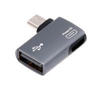 NFHK Adattatore host OTG femmina da micro USB 2.0 a tipo A ad angolo retto di 90 gradi con alimentazione USB per telefono e tablet, NF-U2-009-RI
