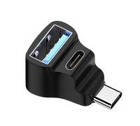 NFHK Adattatore splitter dati da USB 3.0 tipo C maschio a doppio tipo A OTG e Type-C femmina, adattatore splitter angolato compatibile con computer portatili Steam Deck