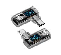 NFHK Adattatore trasparente Tipo-C Smart LED Display USB-C maschio a femmina Adattatore di estensione USB4.0 40Gbps 140W Sinistra Destra Angolo di 90 Gradi Monitoraggio della Tensione Corrente