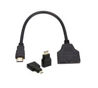 NFHK Cavo adattatore da HDMI a doppio HDMI femmina, splitter a Y, con adattatore micro mini HDMI