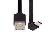 NFHK Cavo dati da USB 2.0 maschio tipo A a USB-C tipo C, angolato su e giù a 90 gradi, piatto sottile e flessibile, per FPV, disco e telefono, lunghezza 13 cm