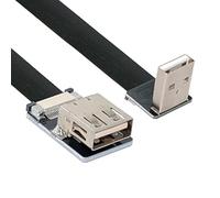 NFHK Down Angled USB 2.0 Type-A Male to Female Extension Data Flat Slim FPC Cable for FPV & Disk & Scanner & Printer 50cm