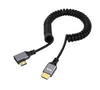 NFHK Mini HDMI 1.4 Maschio a HDMI Maschio 4K 60hz Stretch Cavo a spirale ad angolo retto di 90 gradi per HDTV Computer Portatile Monitor