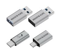NFHK Set di 4 adattatori USB 3.1 con blocco dati di tipo A maschio femmina a USB-C maschio femmina per eliminazione dei dati da spreco di succo, rifiuti, hacking, adattatore solo per ricarica di