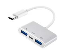 NFHK Tipo C USB-C a doppio tipo A USB 3.0 femmina con adattatore di ricarica PD compatibile con computer portatile, tablet, telefono, NF-UC-155-TC003