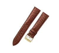 NFJNFCF Cinturini for orologi in vero coccodrillo liscio e durevole compatibili con Tissot Longines Omega cinturino resistente al sudore nero marrone 14 16 17 1819 20 21 22mm(Brown-Golden-K1,16mm)