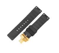NFJNFCF Cinturino for orologio in silicone compatibile con Cartier Santos Sandoz 100 bracciale in caucciù nero da uomo 23 mm impermeabile a prova di sudore morbido e confortevole(Black-Golden-B1)