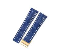 NFJNFCF Cinturino for orologio in vera pelle compatibile con Breitling NAVITIMER WORLD Super Ocean Avengers modello bambù 22/24 mm cinturino for orologio(Blue(ZJ)-Golden-Z16,22mm)