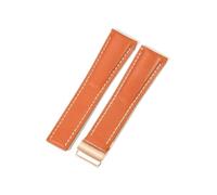 NFJNFCF Cinturino for orologio in vera pelle compatibile con Breitling NAVITIMER WORLD Super Ocean Avengers modello bambù 22/24 mm cinturino for orologio(Orange(PW)-Rose-Z16,22mm)