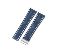NFJNFCF Cinturino for orologio in vera pelle compatibile con Breitling NAVITIMER WORLD Super Ocean Avengers modello bambù 22/24 mm cinturino for orologio(Blue(PW)-Steel-Z16,22mm)