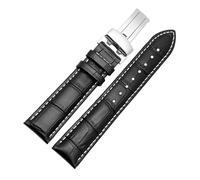 NFJNFCF Cinturino for orologio in vera pelle da 20 mm e 22 mm compatibile con Casio BEM-501 506 307 EDIFICE Series EFB-530 MTP-1303, cinturino for orologio, nero e marrone(Black white,20mm)