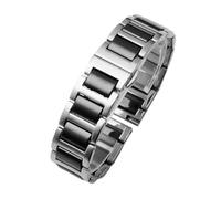 NFJNFCF Cinturino in ceramica compatibile con Rossini Guess Ebo Watch King Bracciale in acciaio 16 18 mm(Silver Black,20mm)