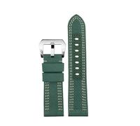 NFJNFCF Cinturino in nylon e pelle bovina da 24 mm e 26 mm compatibile con cinturino in tela Panerai PAM00984 441 1122, nero e blu, accessori for orologi(Green silver,24mm)