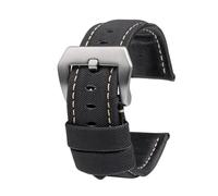NFJNFCF Cinturino in pelle con trama in nylon compatibile con cinturino for orologio Panerai PAM01661|441 Marina nero blu 22 mm 24 mm 26 mm Accessori for cinture Bracciali(Black white Silver,24mm)