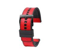 NFJNFCF Cinturino in vera pelle a sgancio rapido con cinturino in gomma siliconica impermeabile da uomo, cinturino universale da 22 mm(Red black buckle,20mm)