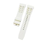 NFJNFCF Cinturino originale in gomma naturale impermeabile, morbido e colorato, compatibile con il cinturino dell'orologio Richard Mille, tipo grezzo, 25 mm*20 m(White,25mm silver buckle)