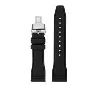 NFJNFCF Compatibile con cinturino for orologio Montblanc 1858 in fluorogomma for emisfero settentrionale e meridionale, serie Belize D009.427, rosso, giallo e bianco, Panda.(Black-sk Folding,22mm)