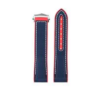 NFJNFCF Nuovo cinturino in nylon con cinturino in silicone blu con retro in gomma da 20 mm 22 mm compatibile con Omega Seamaster 300 Speedmaster 8900 Planet Ocean Tools(Blue red-B bucke,20mm)