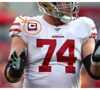 NFL 2019 Stagione San Fran 49ERS Joe Staley 2- ⭐⭐ -star da Stiro Rosso Captain