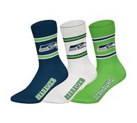 NFL Calzini unisex Team Crew, confezione da 3 | Morbido misto cotone, vita a costine con strisce e logo, traspiranti, facili da pulire