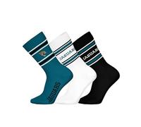 NFL JACKSONVILLE JAGUARS 3pk Crew Socks - TEL/WHT/BLK - 39/42