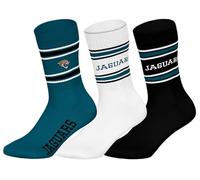 NFL JACKSONVILLE JAGUARS 3pk Crew Socks - TEL/WHT/BLK - 43/46