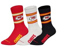 NFL Kansas City Chiefs - Calzini sportivi unisex, 3 pezzi, confezione da 3