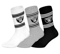 NFL LAS VEGAS RAIDERS 3pk Crew Socks - WHT/MGR/BLK - 43/46