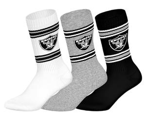 NFL LAS VEGAS RAIDERS 3pk Crew Socks - WHT/MGR/BLK - 43/46
