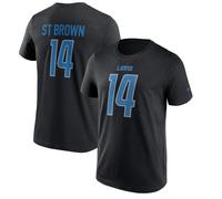 NFL Maglietta Detroit Lions Amon-Ra Pz. Marrone 14 Nero Grafico Calcio Maglia